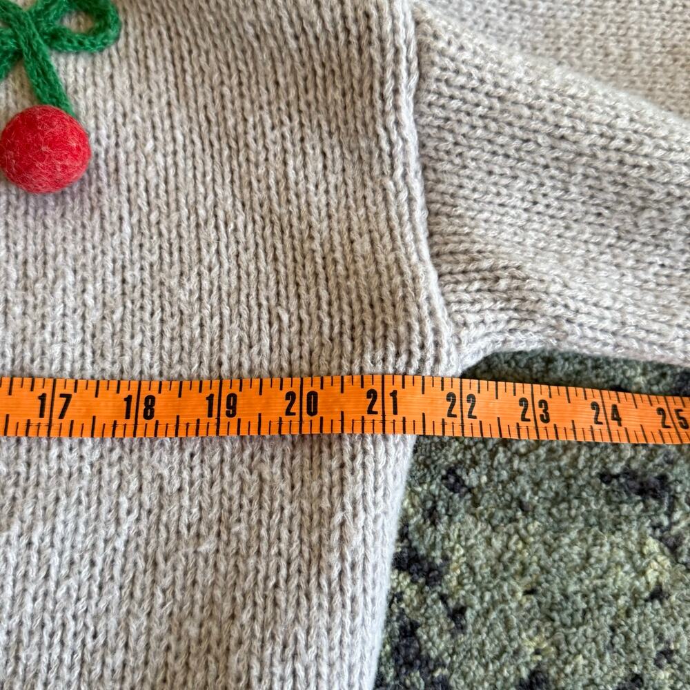 Luna and Ivy Purple Knit Crewneck Sweater Open Front Preppy Cherry Details - Picture 10 of 12